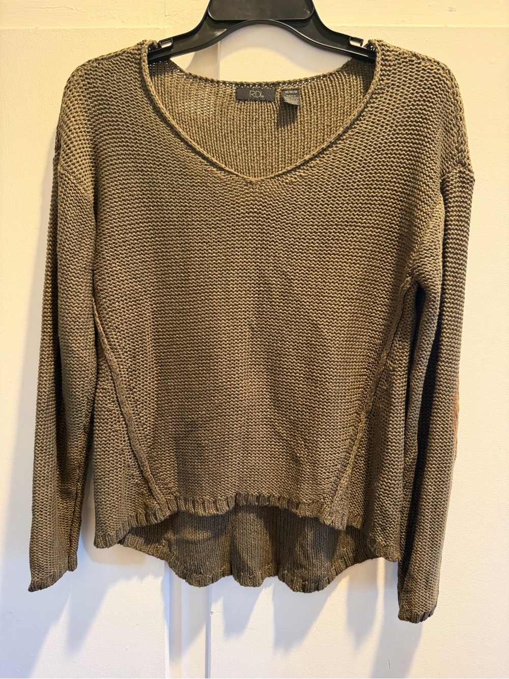 RDI Olive Green V-Neck Knit Sweater